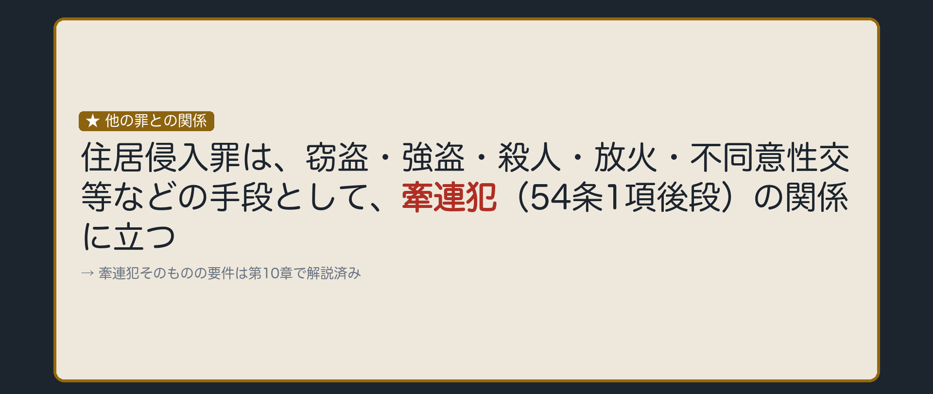 住居侵入は、他の罪の手段として牽連犯になる