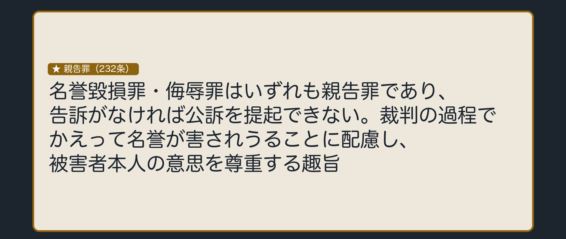 侮辱罪も親告罪、告訴がなければ公訴を提起できない