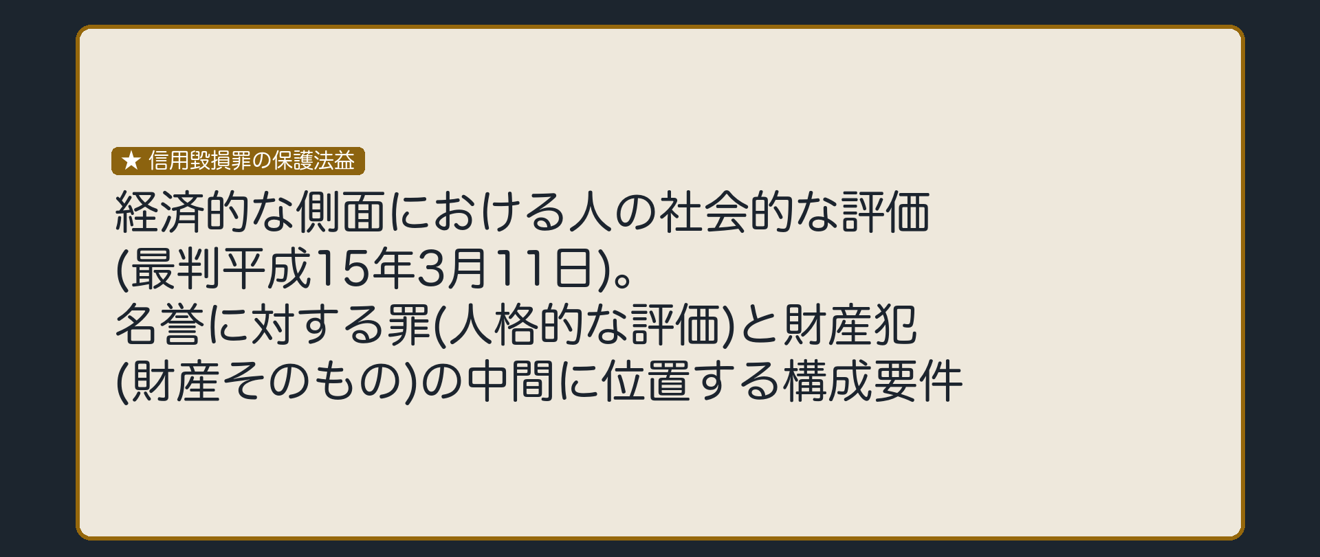 名誉に対する罪と財産犯の中間に位置する罪