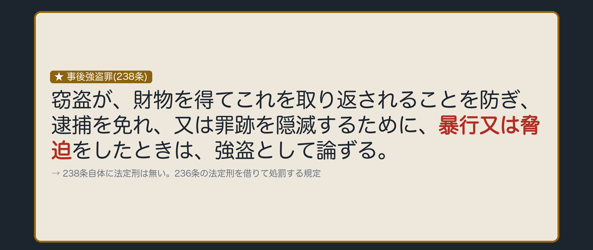 窃盗が、暴行又は脅迫をしたときは、強盗として論ずる