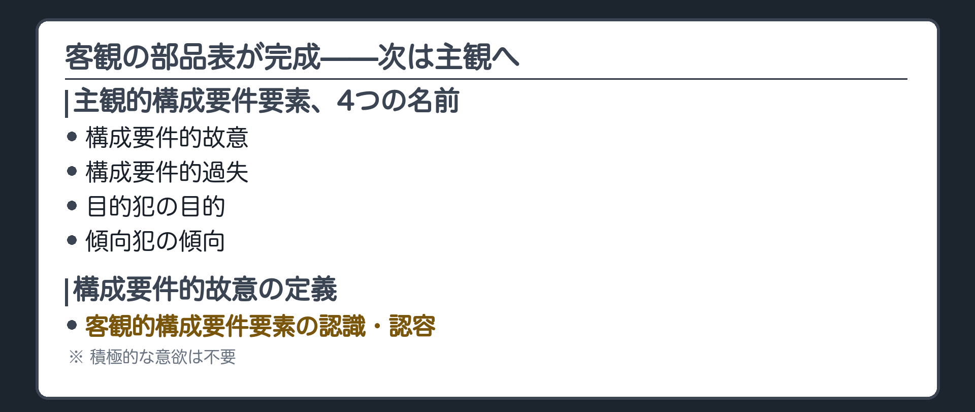 客観の部品表が完成——次は主観へ
