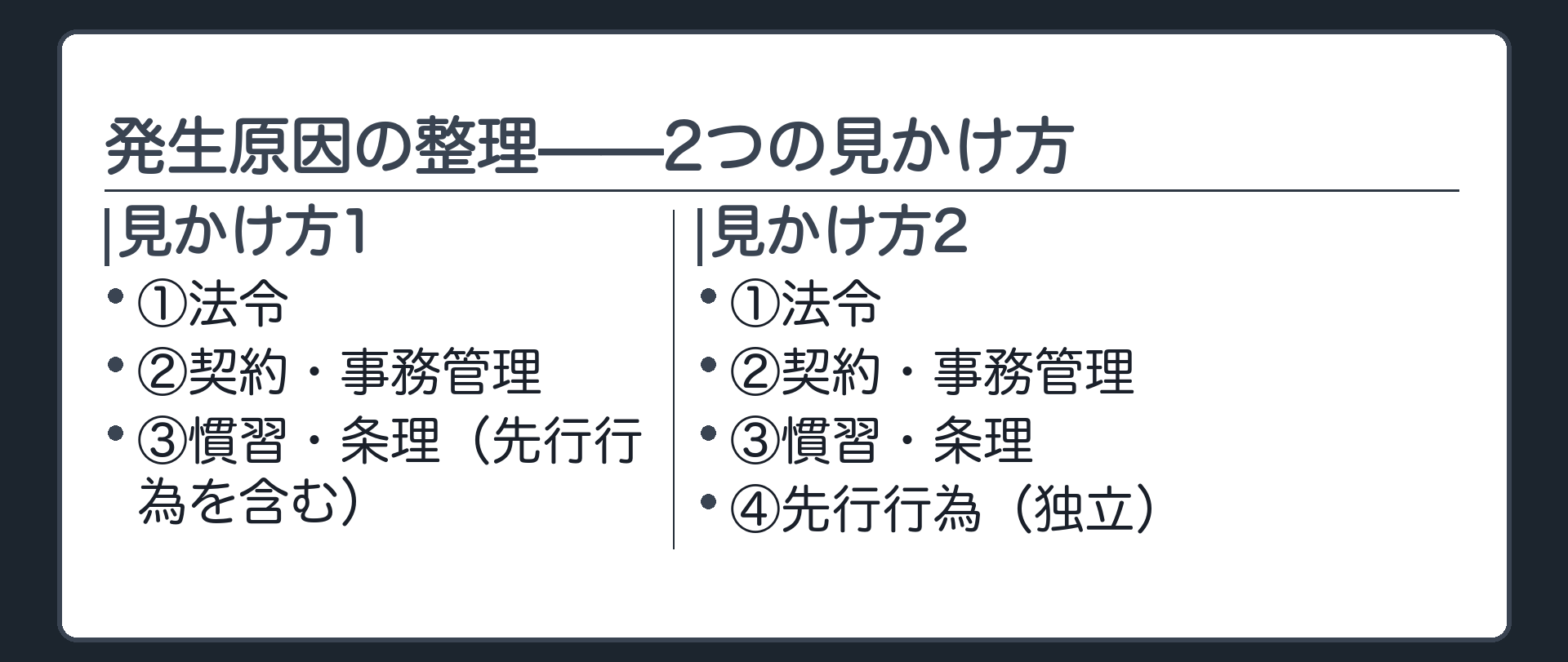 発生原因の整理——2つの見かけ方