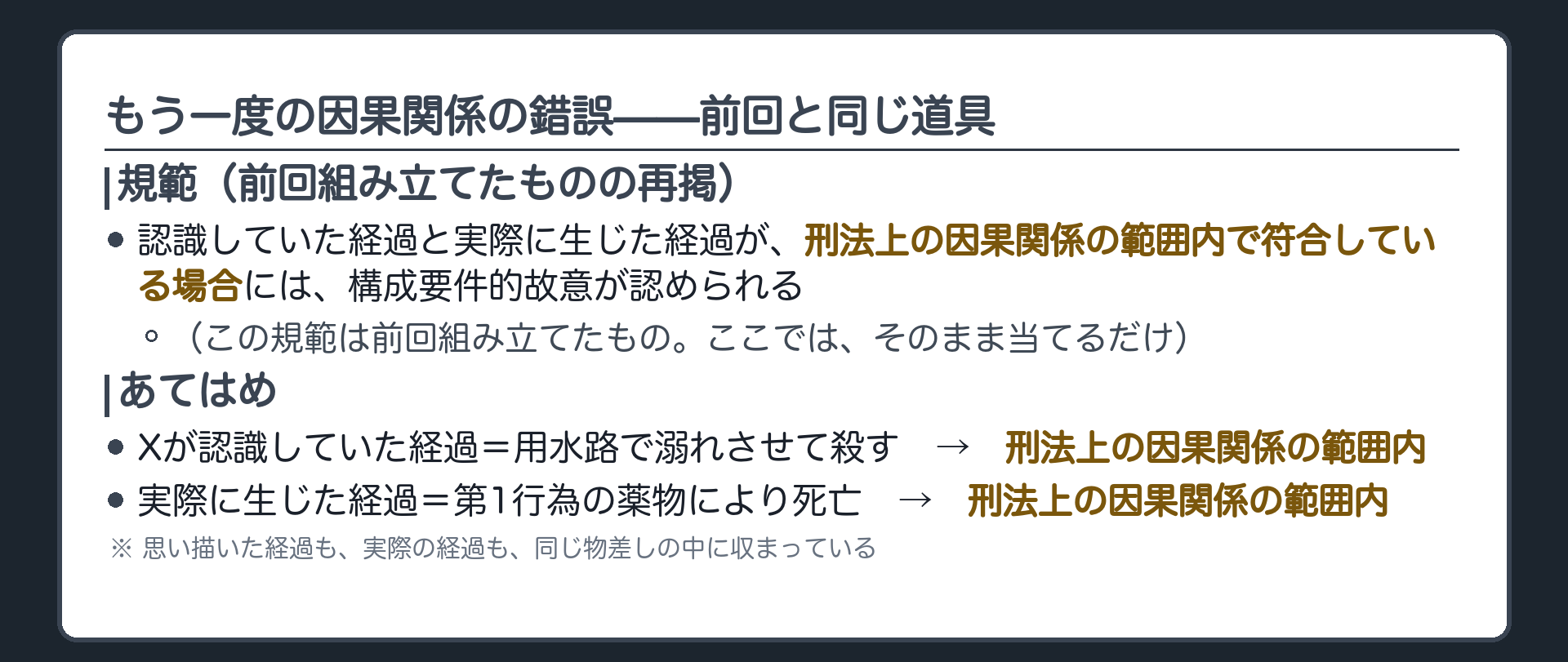 もう一度の因果関係の錯誤——前回と同じ道具