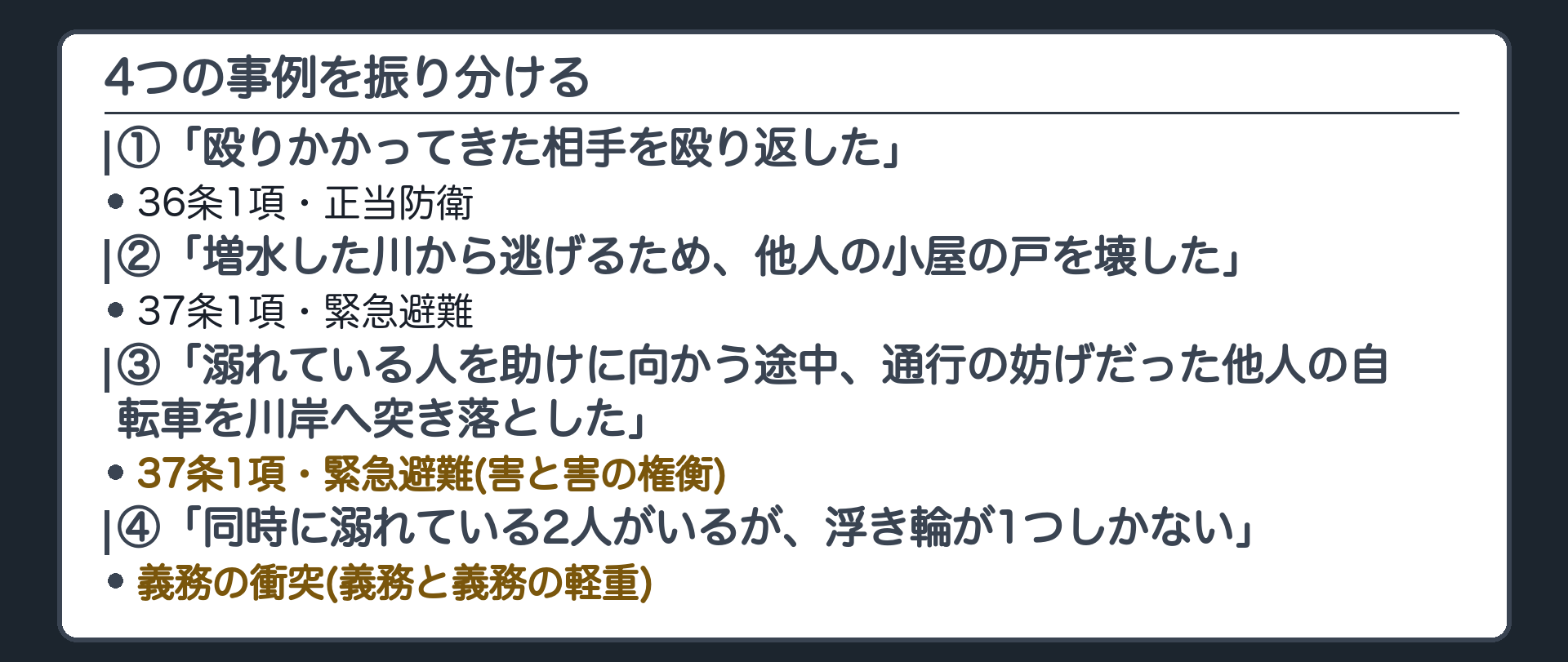 4つの事例を振り分ける