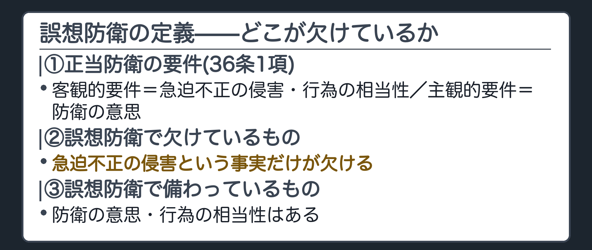 誤想防衛の定義——どこが欠けているか