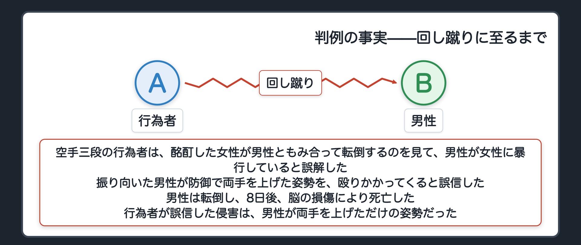 判例の事実——回し蹴りに至るまで