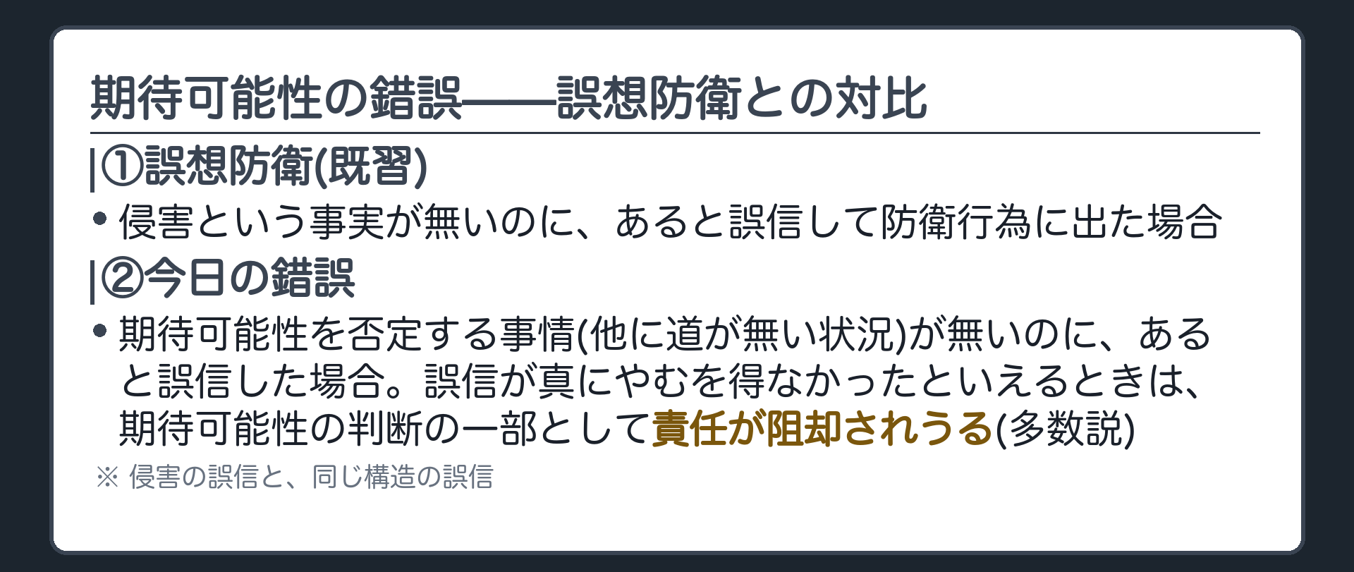 期待可能性の錯誤——誤想防衛との対比