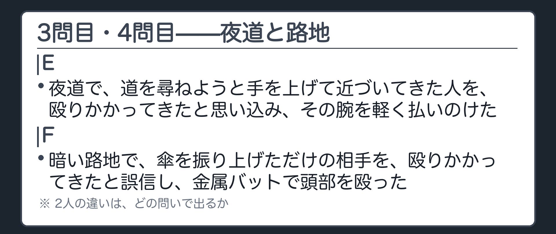 3問目・4問目——夜道と路地