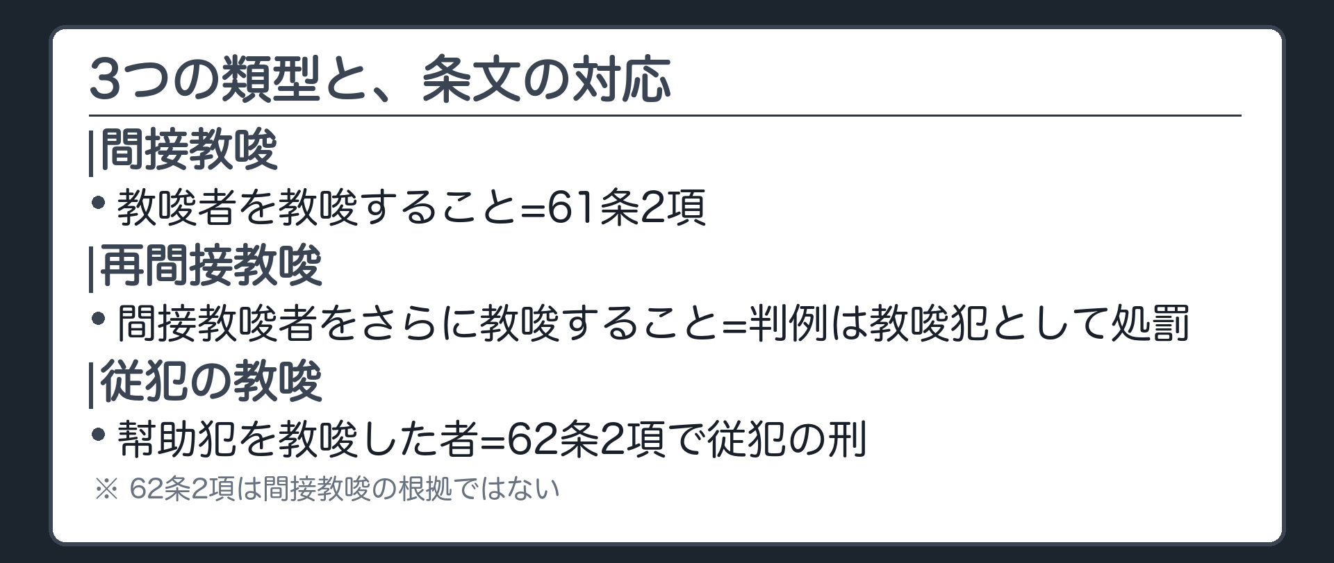 3つの類型と、条文の対応