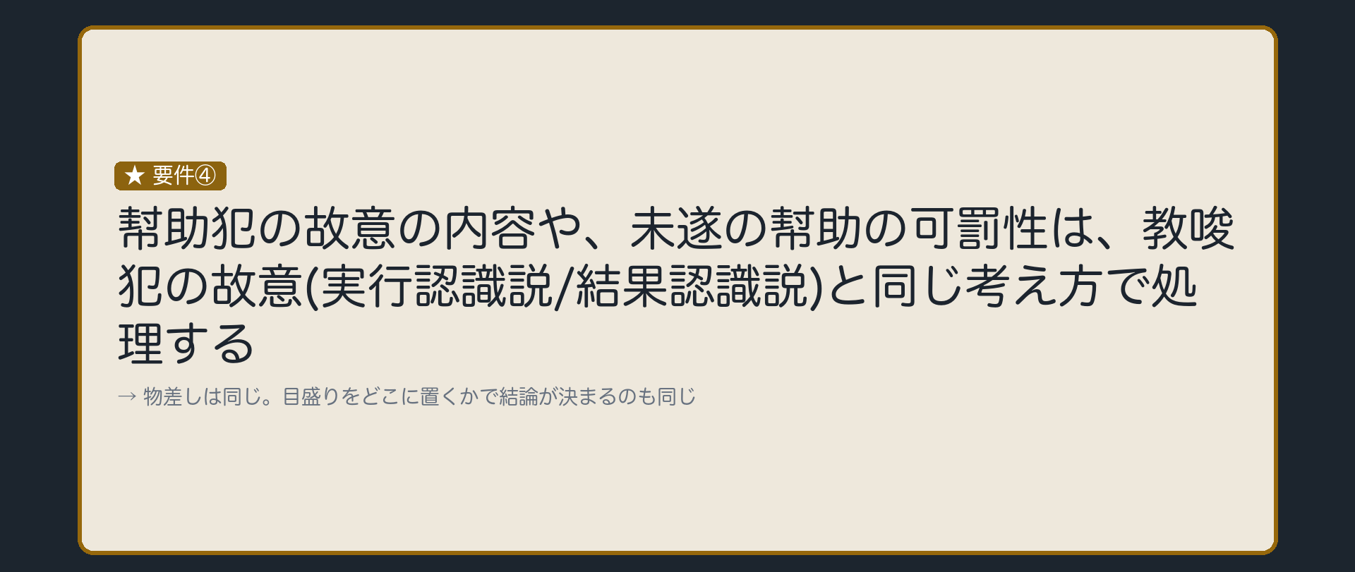 故意の考え方は、教唆犯の回とそろえる