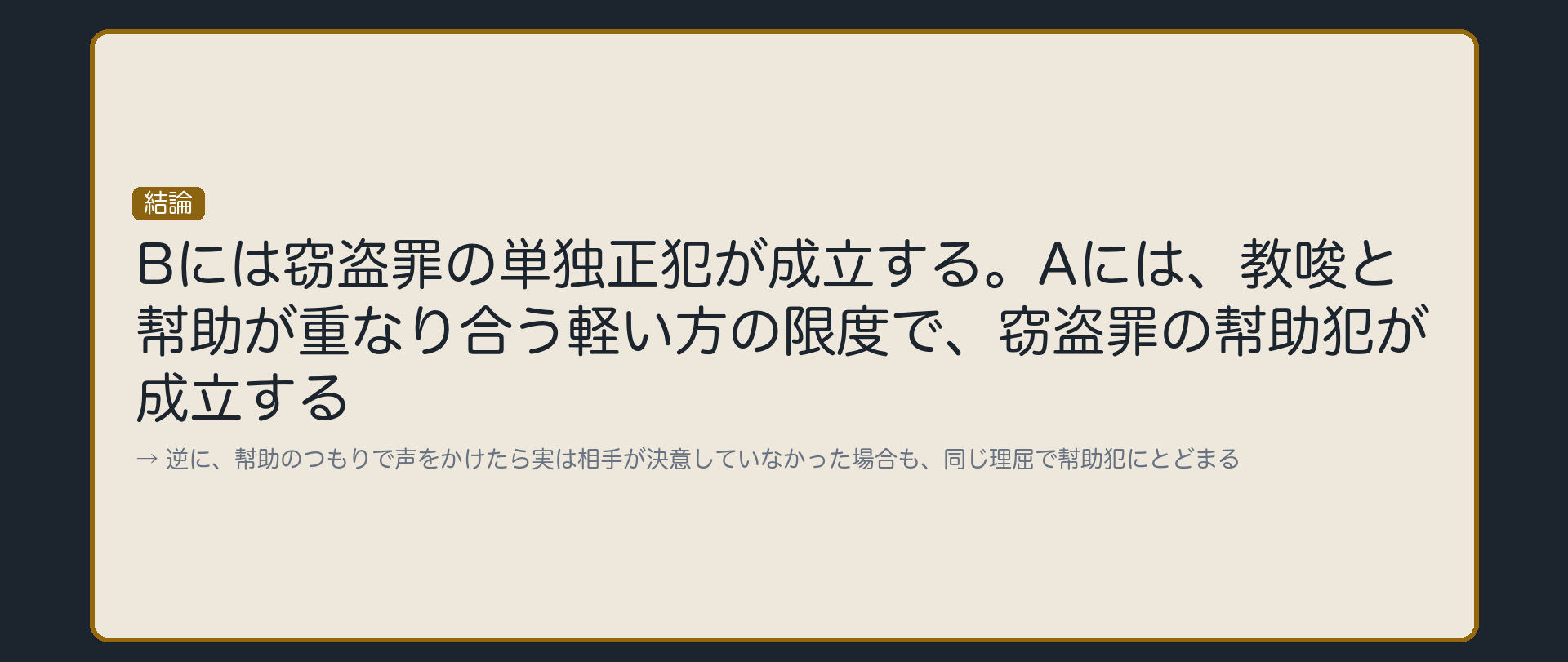 結論——Aには幇助犯が成立する