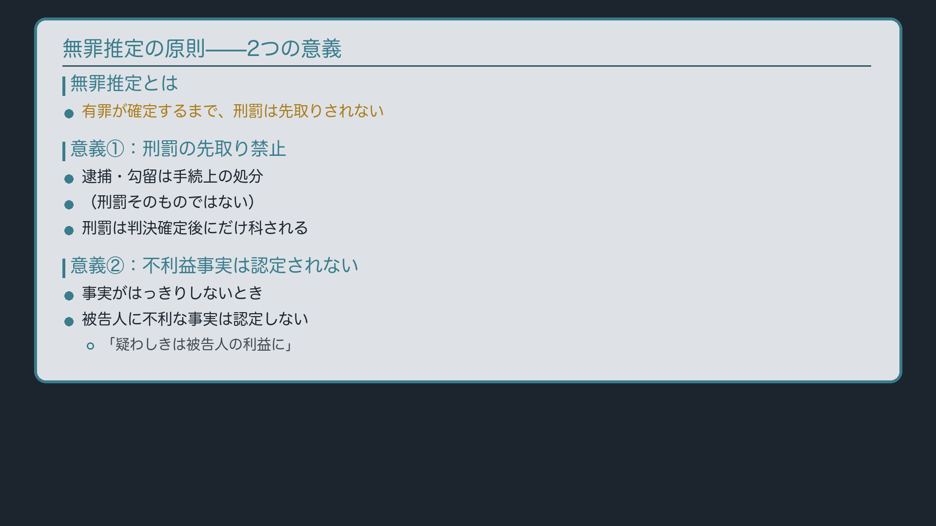 無罪推定の2つの意義ボード