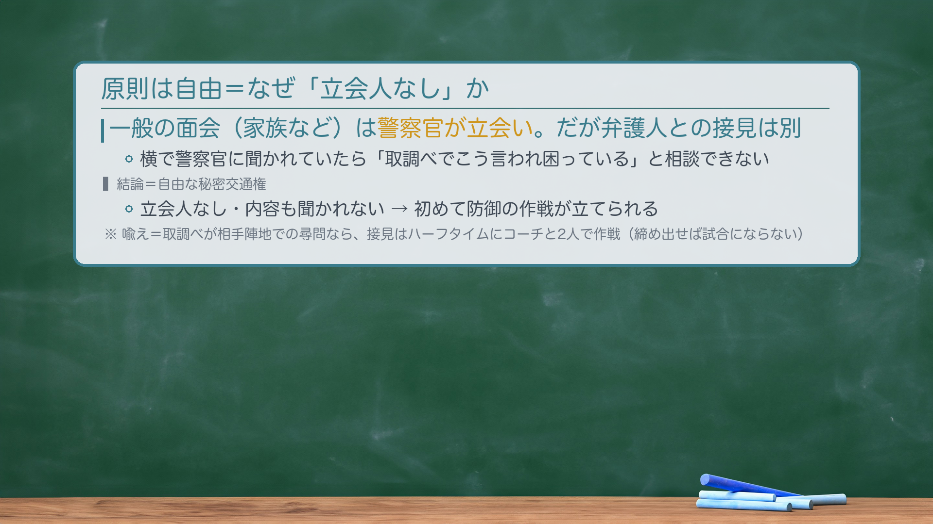 接見交通権の原則（自由な秘密交通）