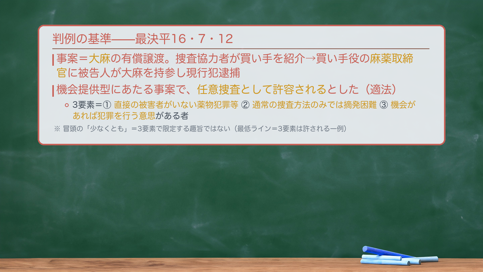 許容要件の3つを黒板で整理