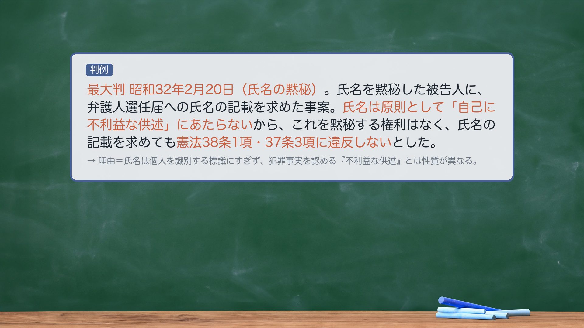 最大判 昭和32年2月20日(氏名の黙秘)