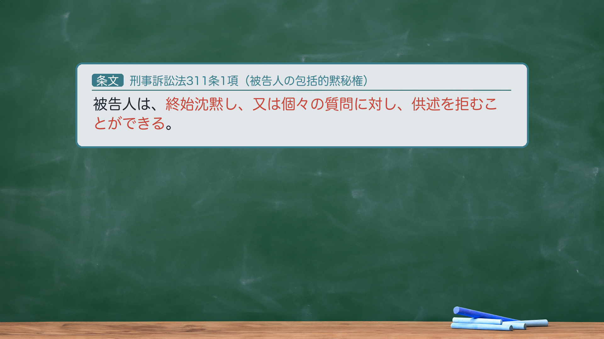 刑事訴訟法311条1項(被告人の包括的黙秘権)