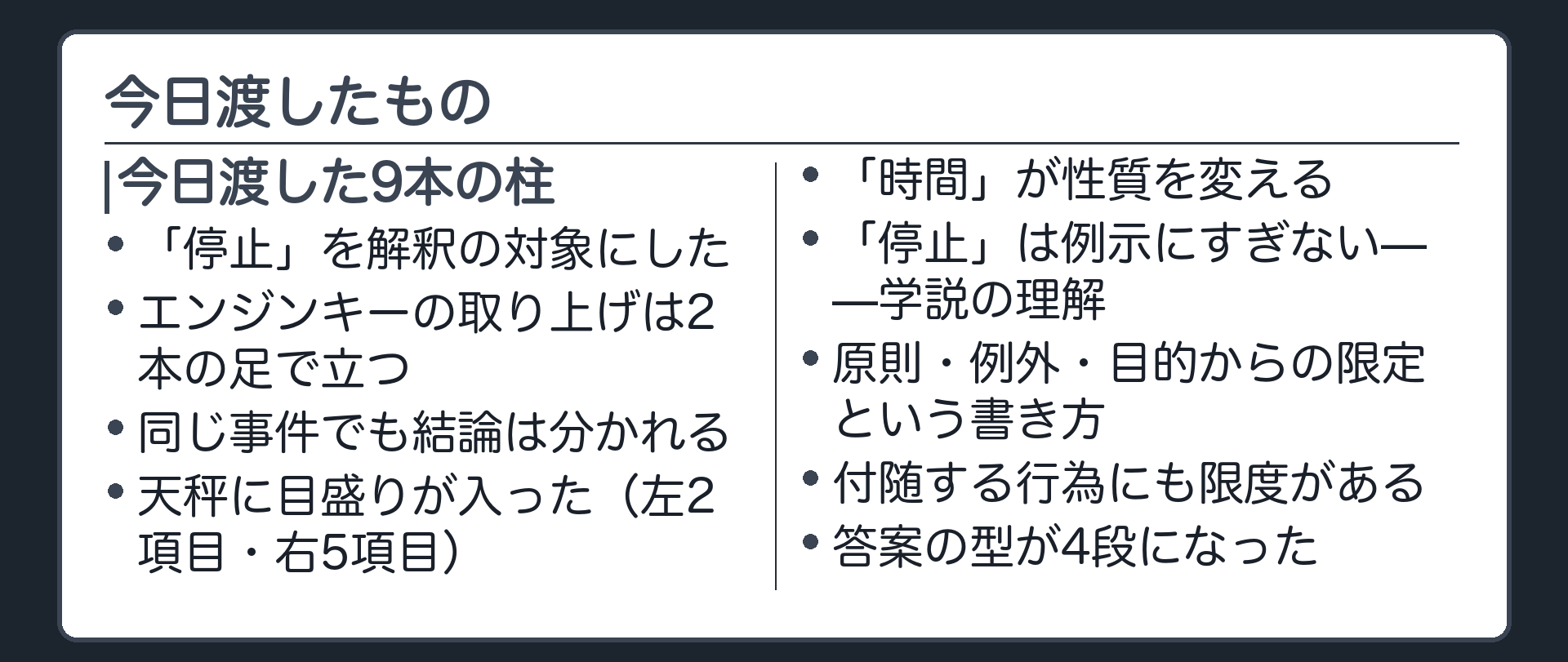 今日渡した柱の一覧板