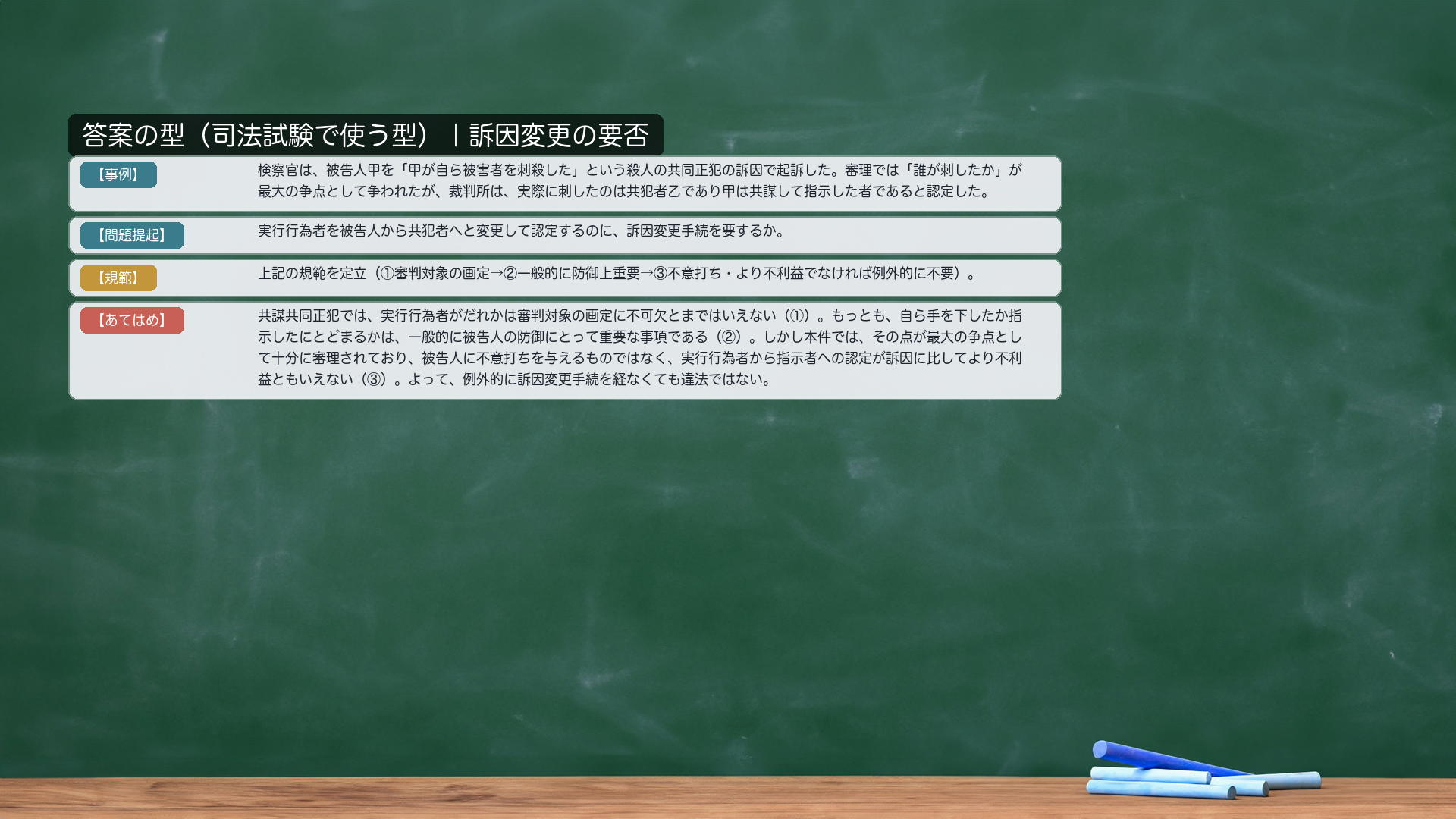 答案の型（訴因変更の要否）