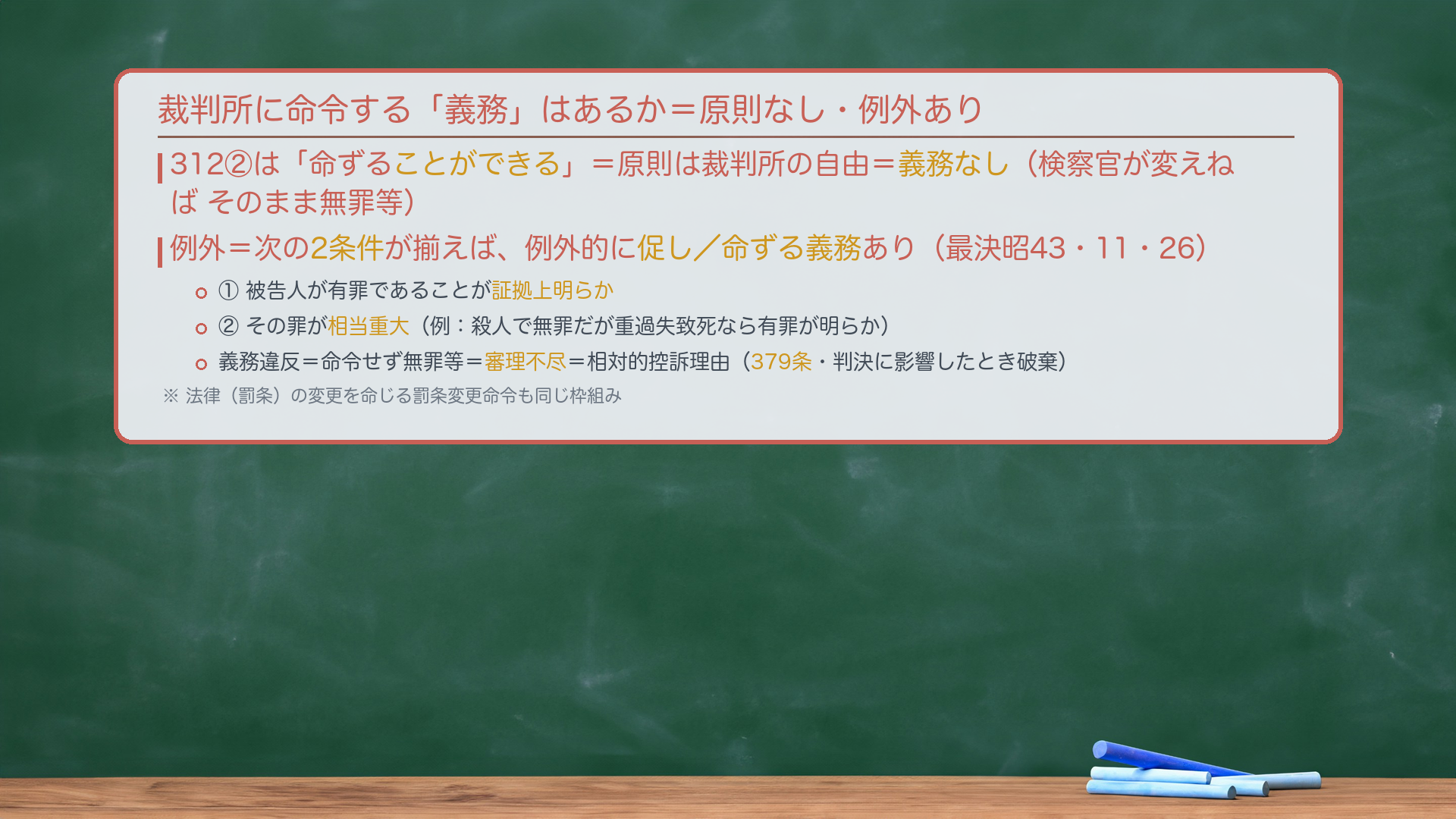 命令義務の例外（板書）