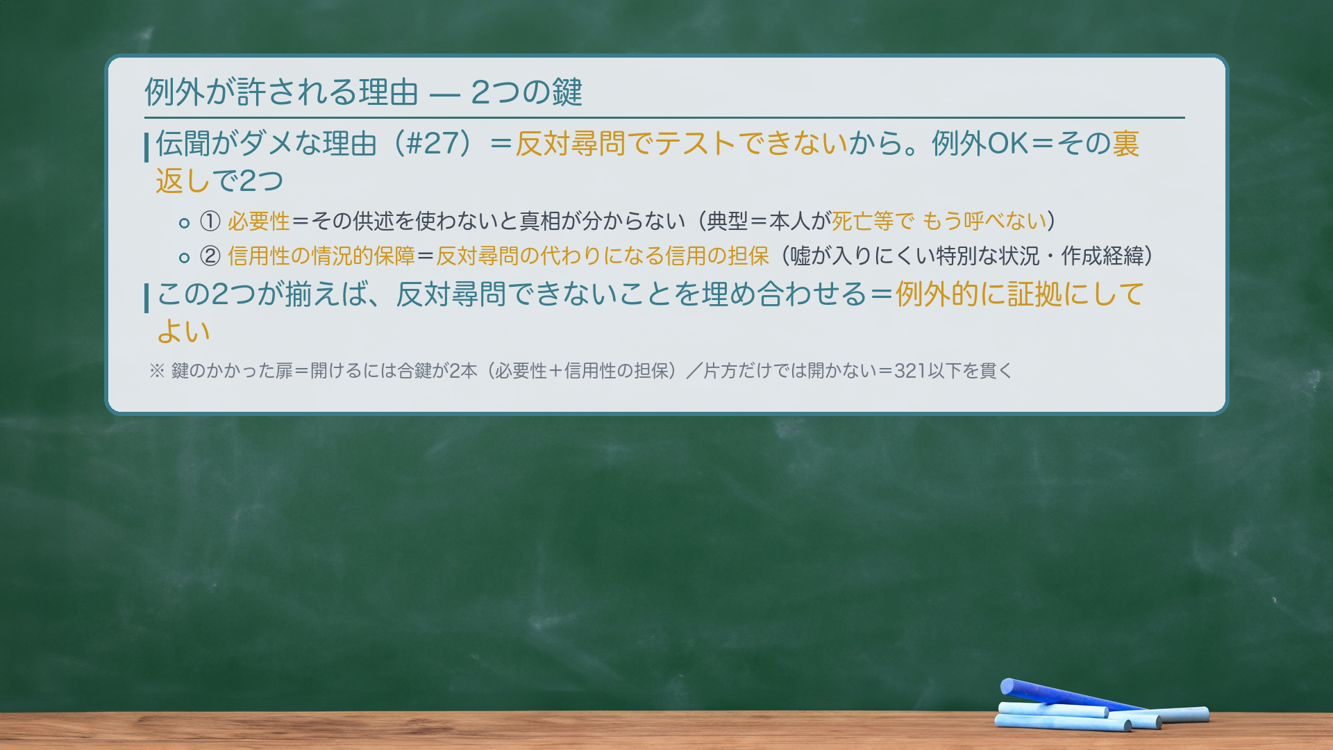 例外を許す2つの根拠（必要性＋信用性の情況的保障）