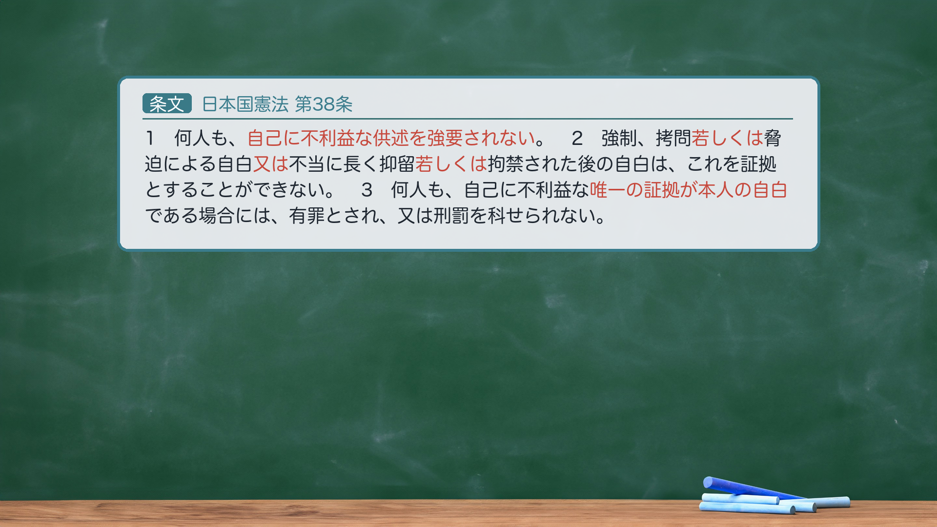 憲法38条の全文カード