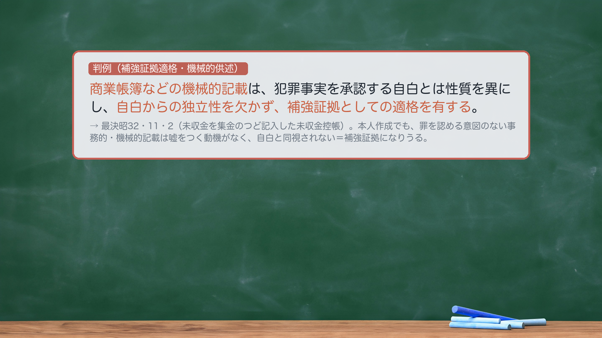 最決昭和32年11月2日（機械的供述・補強証拠適格）