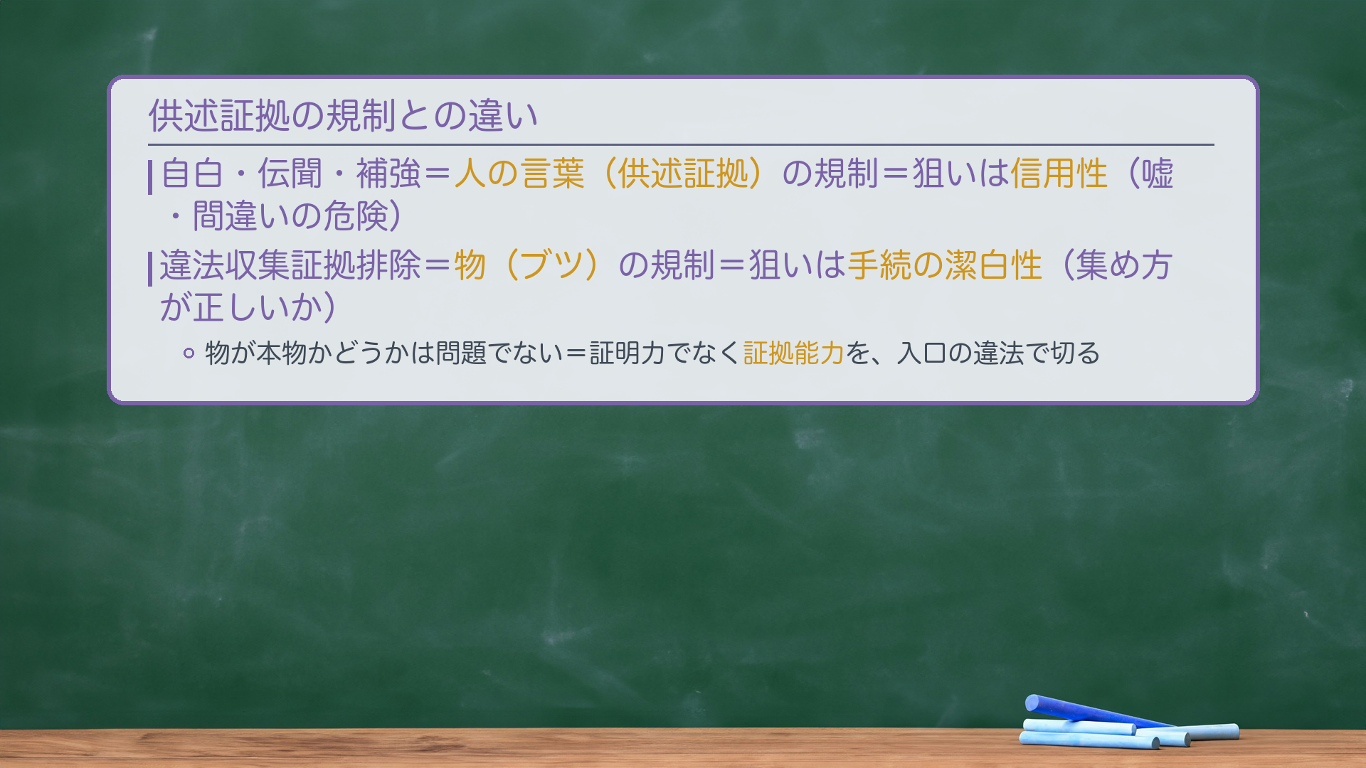 対比:自白・伝聞・補強 vs 違法収集証拠