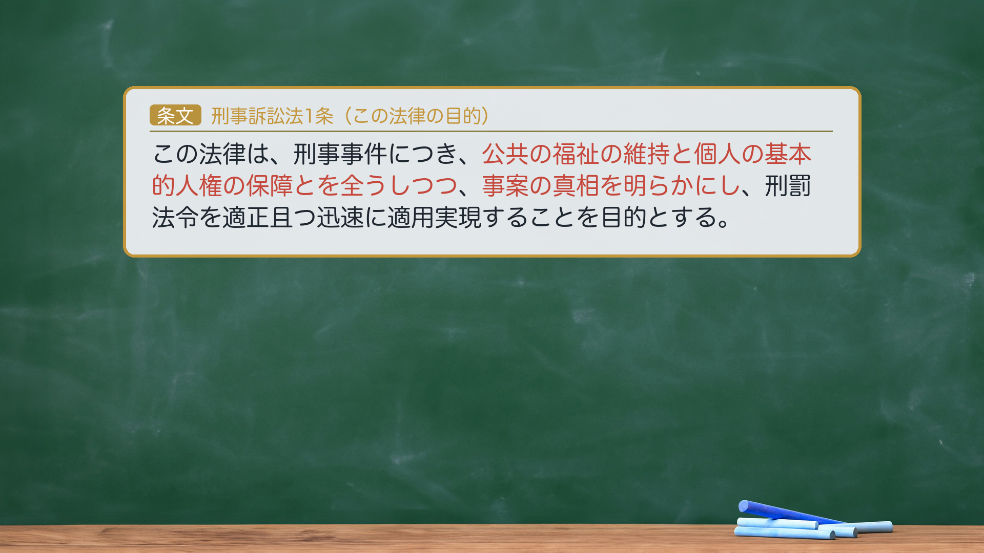 刑事訴訟法1条(刑訴の目的)