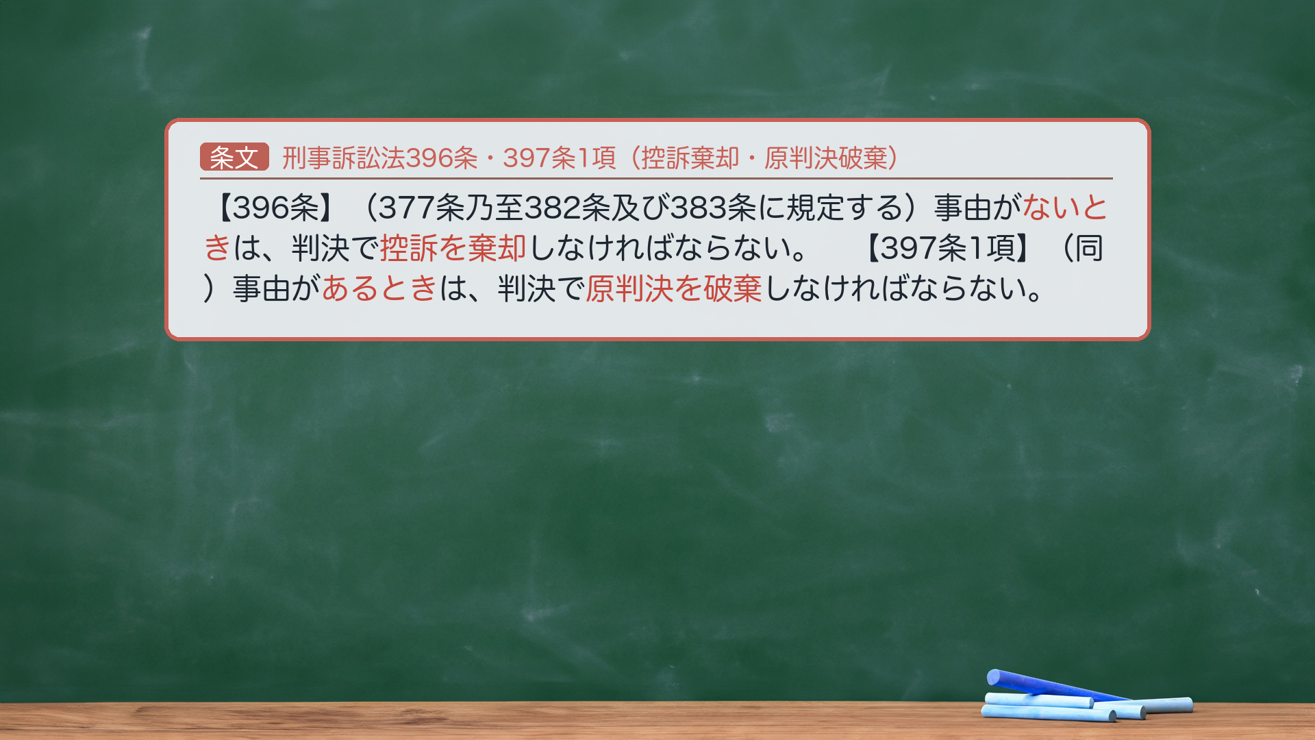刑事訴訟法396条・397条1項(控訴棄却・原判決破棄)