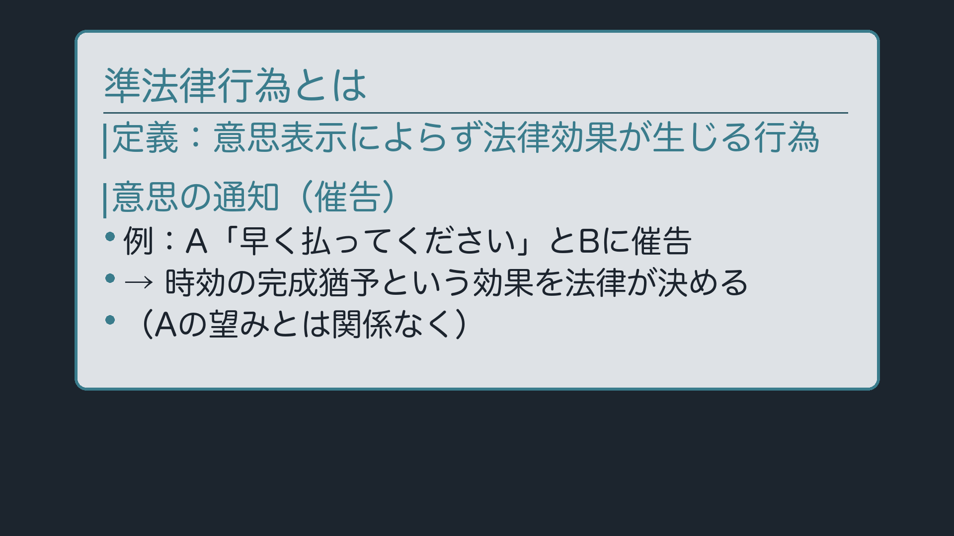 準法律行為とは＋意思の通知（催告）