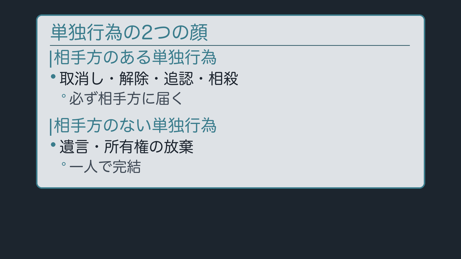単独行為の分岐（相手方の有無）