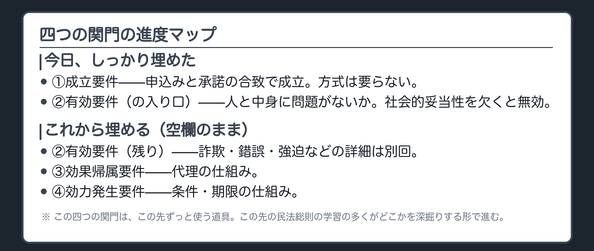 四つの関門の差分まとめボード