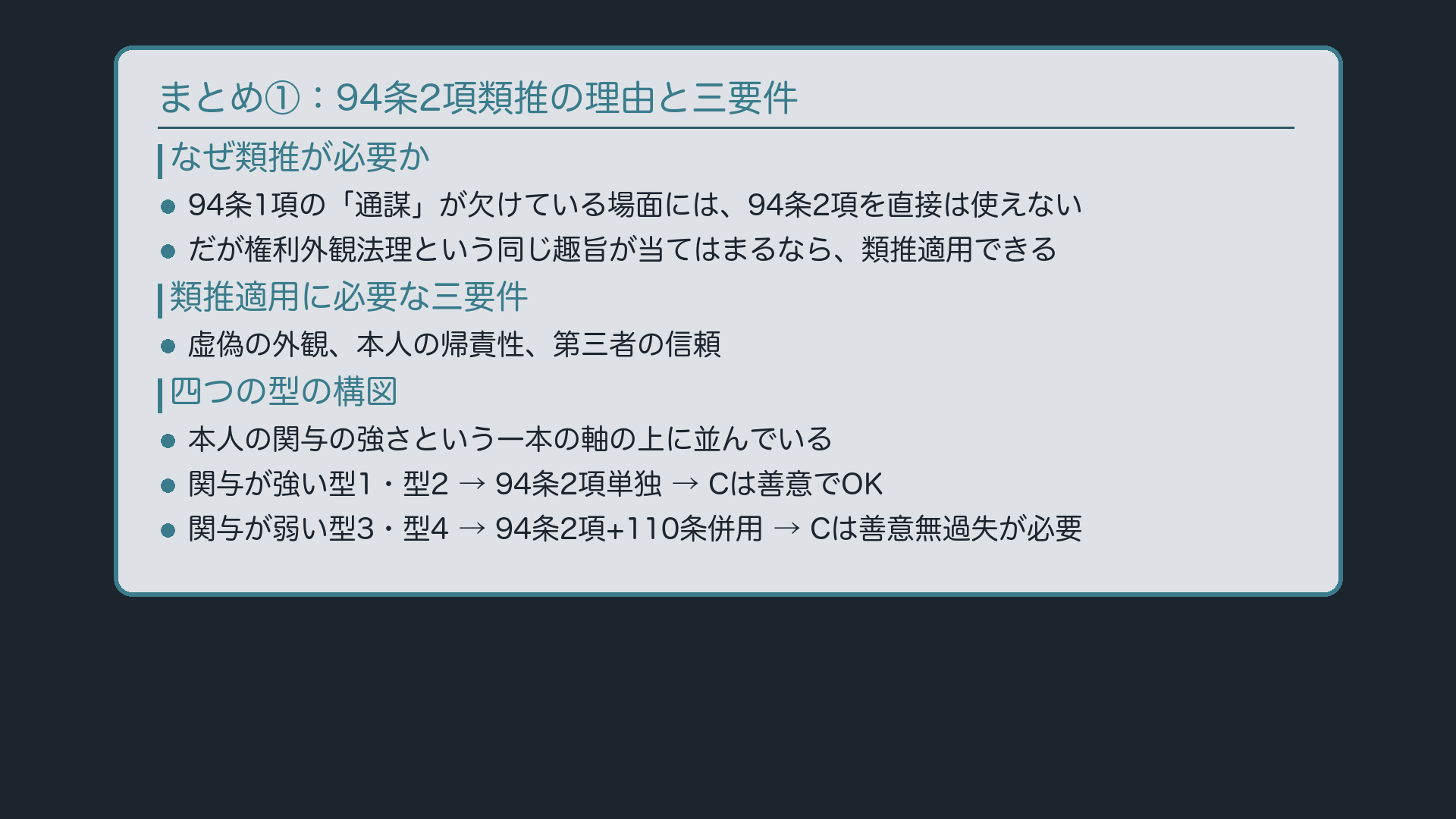 まとめ①：類推の理由と三要件