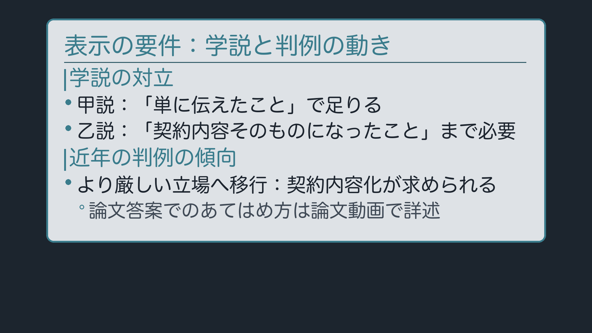 表示のあてはめの傾向(学説対立と近年判例)