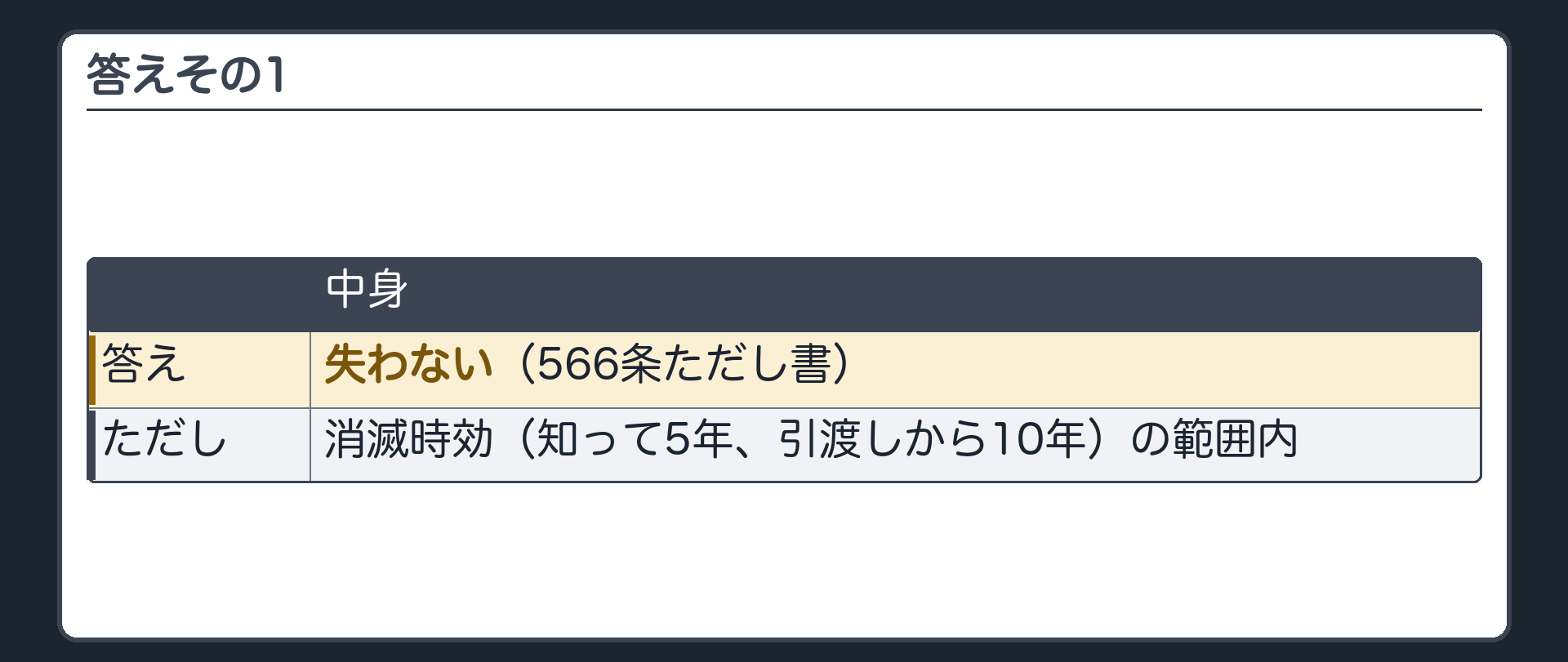 答えその1。失わない。566条ただし書。ただし、消滅時効(知って5年、引渡しから10年)の範囲内。