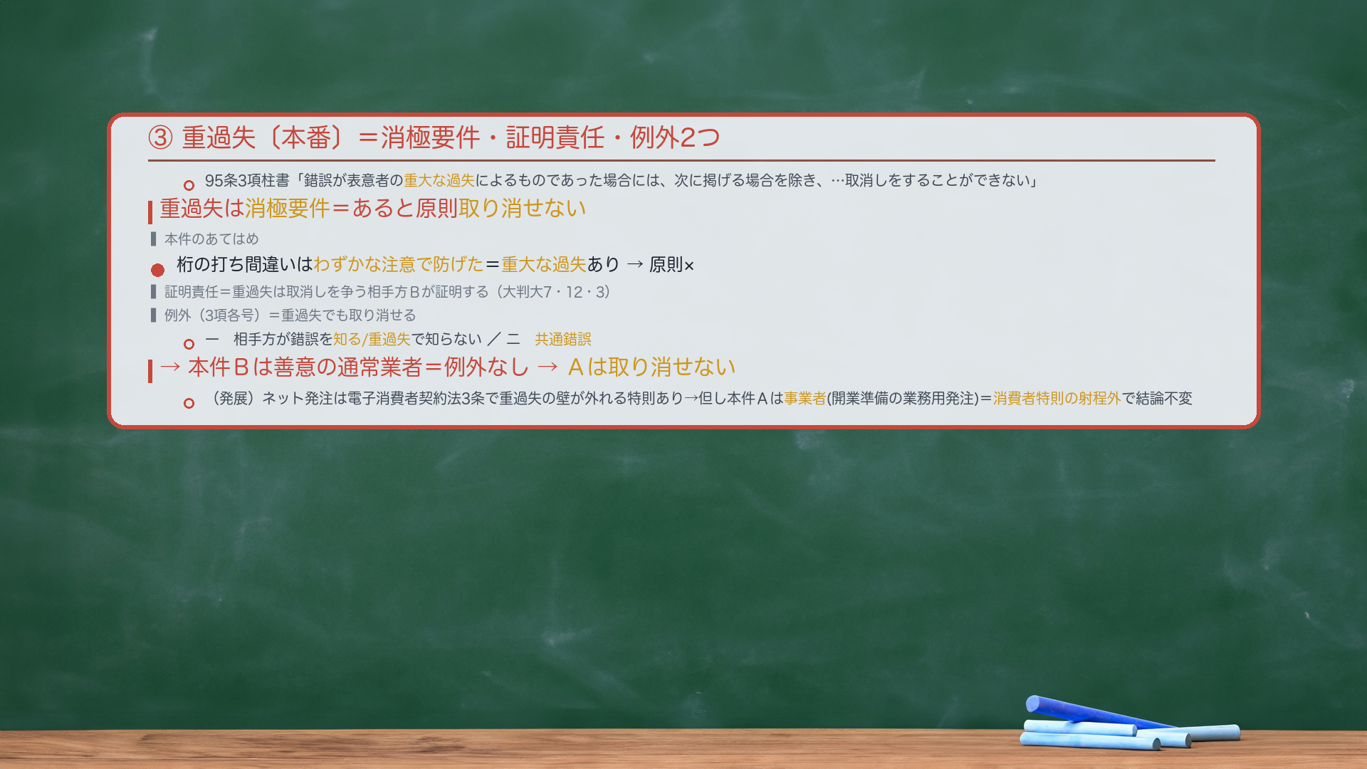 ③重過失|原則取消不可・証明責任は相手方・例外2つ