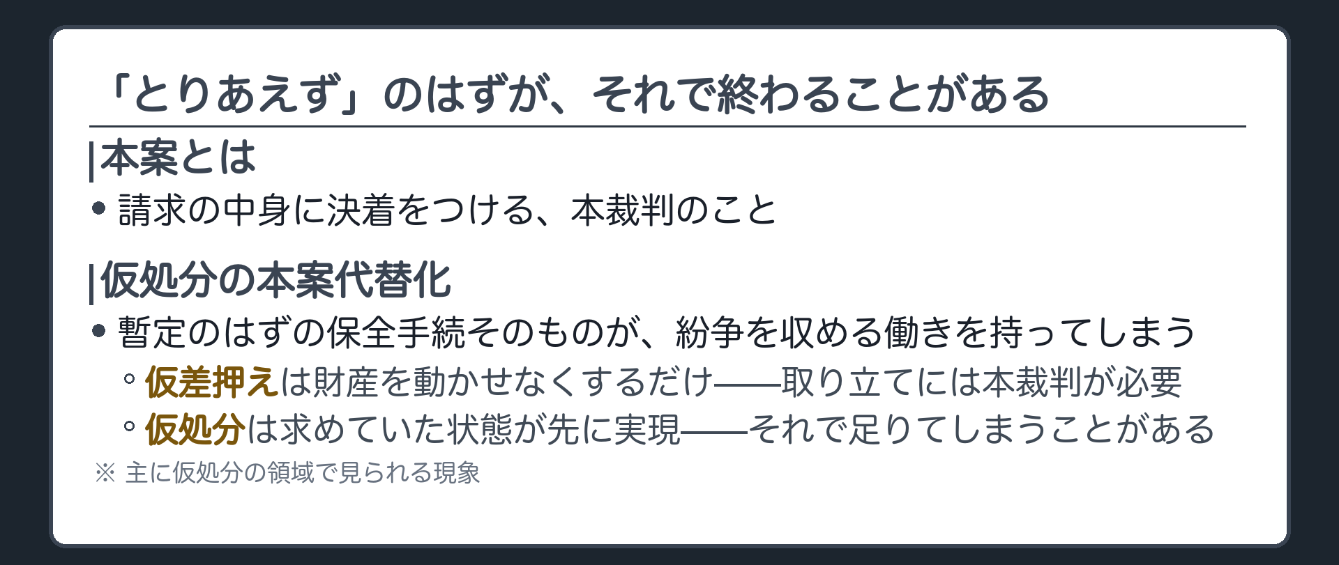 仮処分の本案代替化ボード