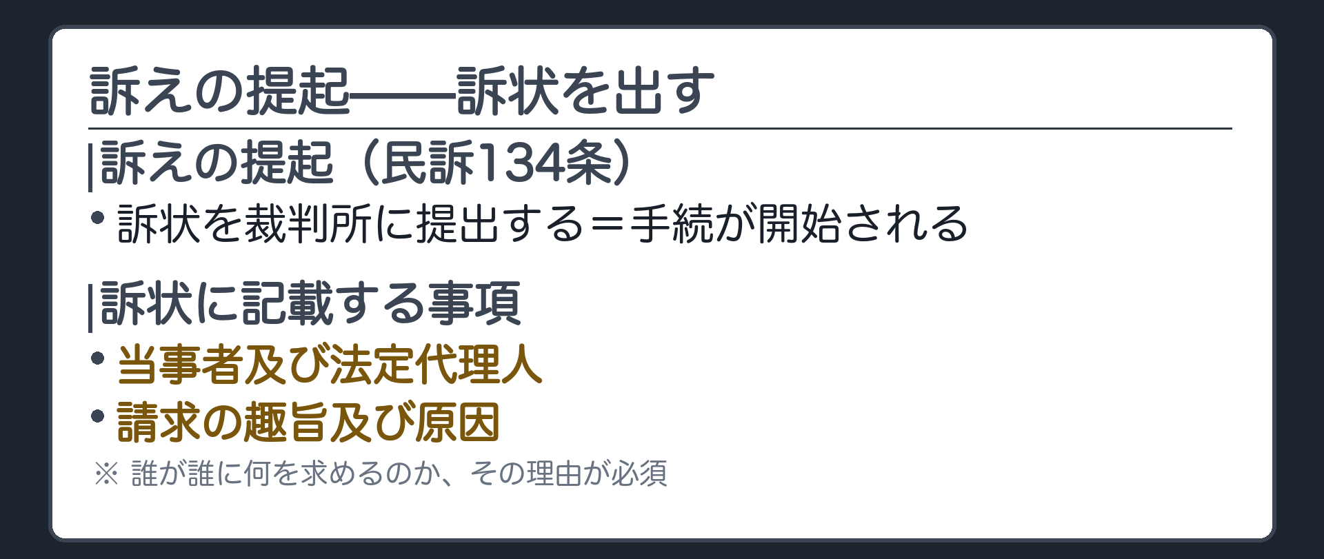 訴えの提起のポイント