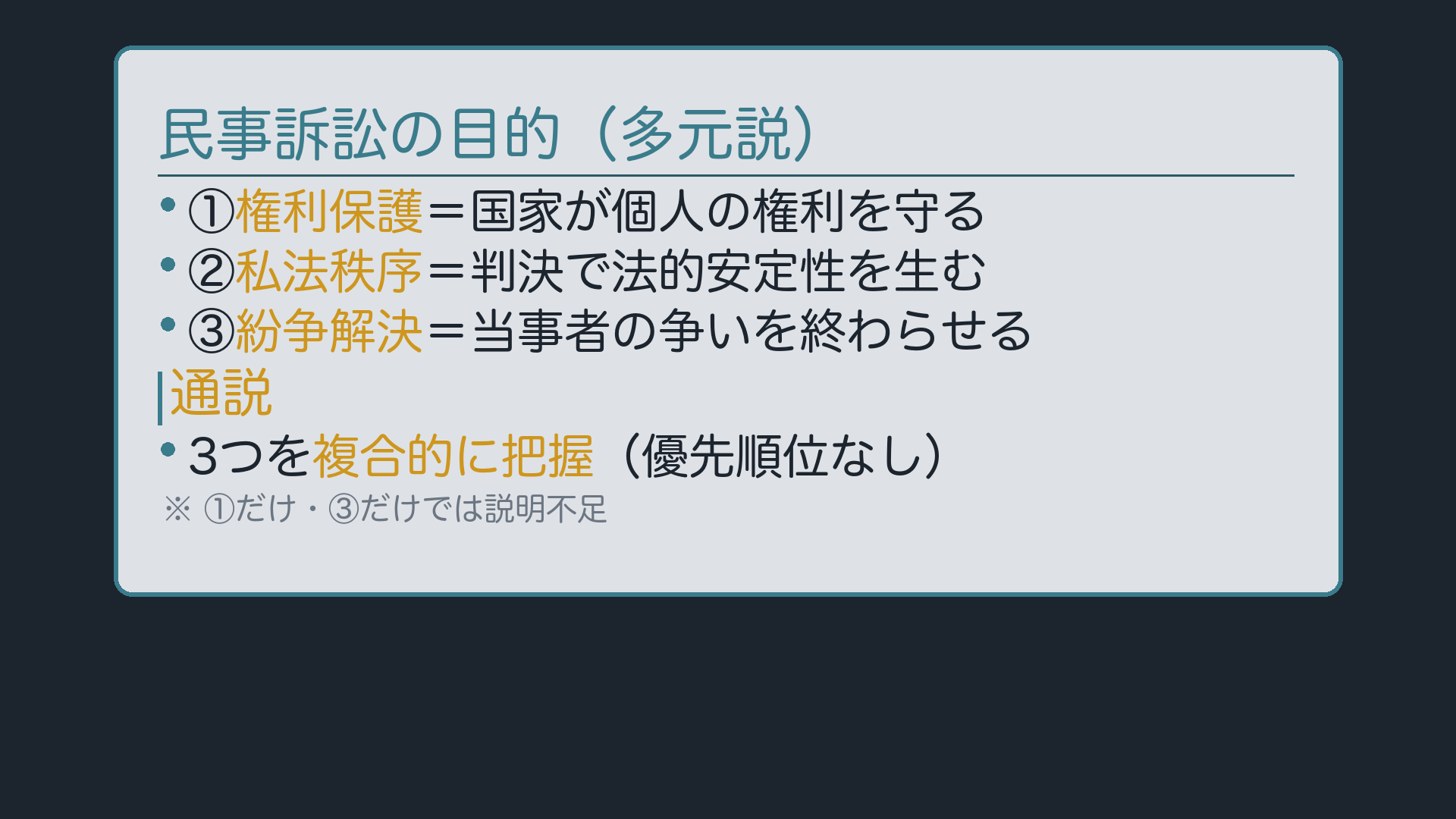 民事訴訟の目的・多元説