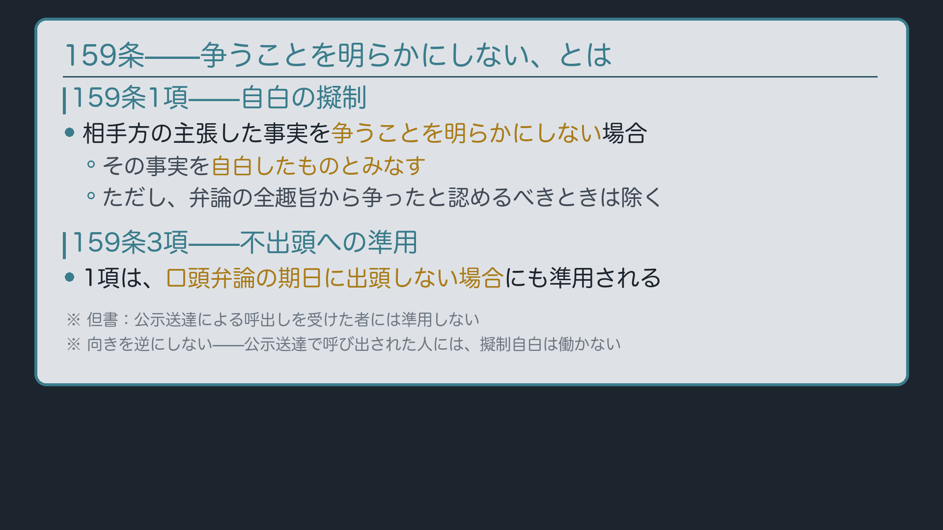 159条——争うことを明らかにしない、とは