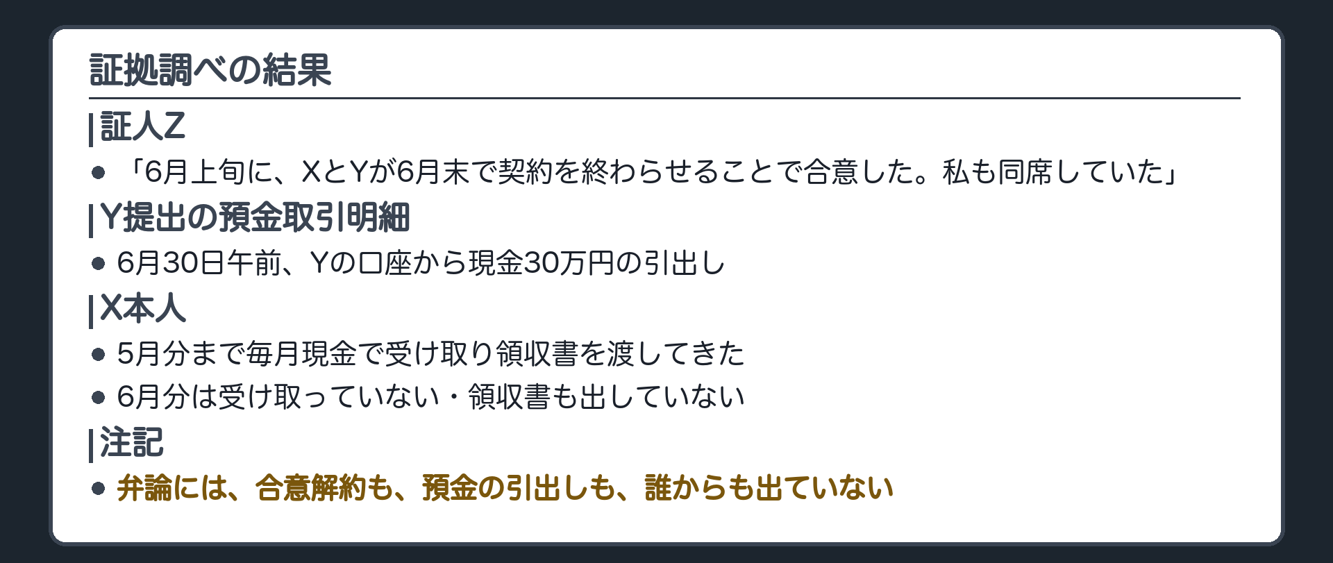 証拠調べの結果