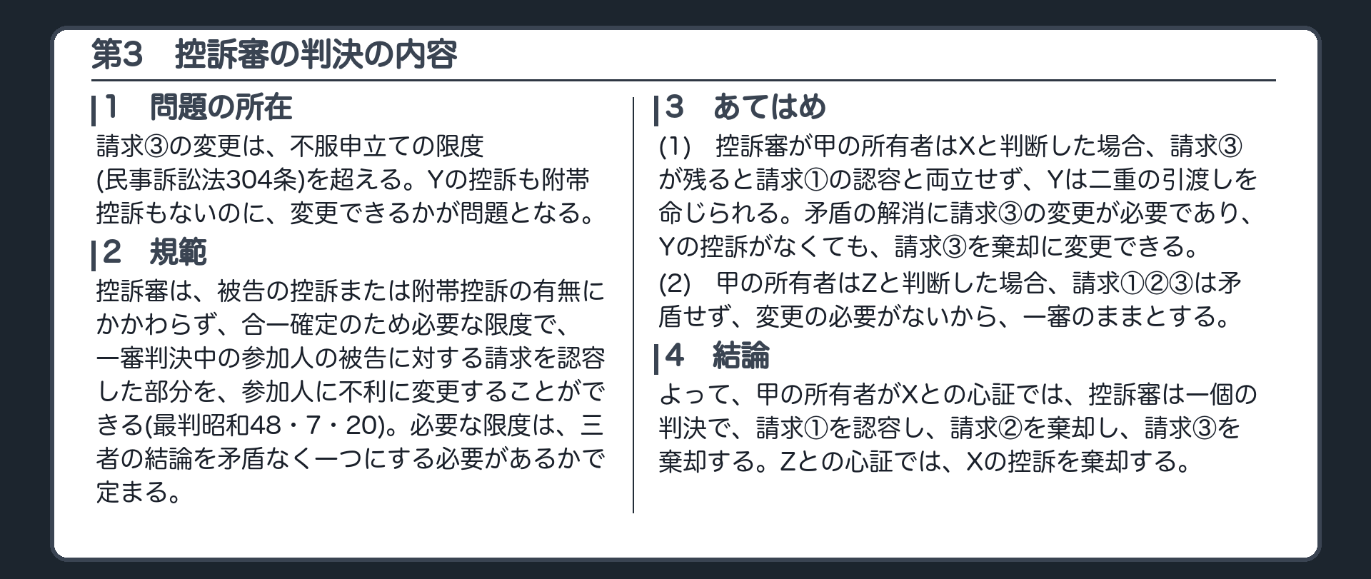 完成答案：第3 控訴審の判決の内容