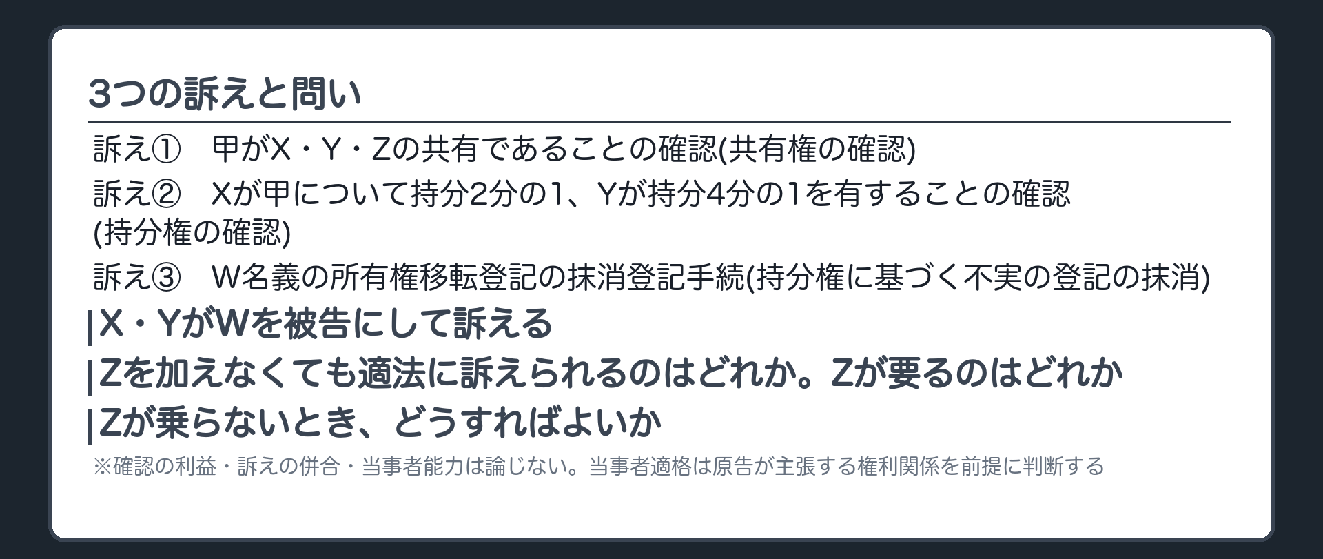 3つの訴えと問い